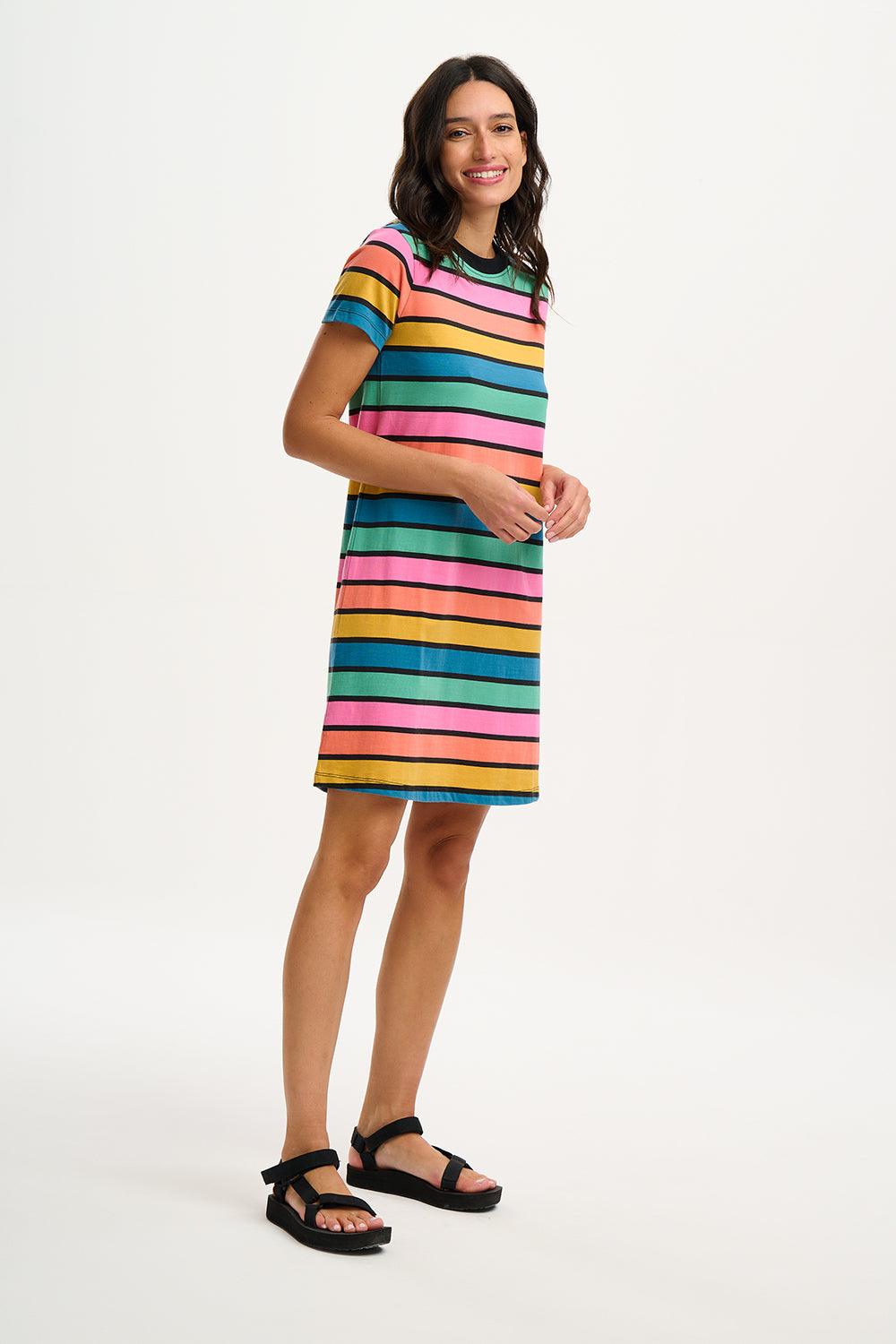 Vestido Sugarhill Sia de Punto Multi Beach Hut Stripes - ECRU