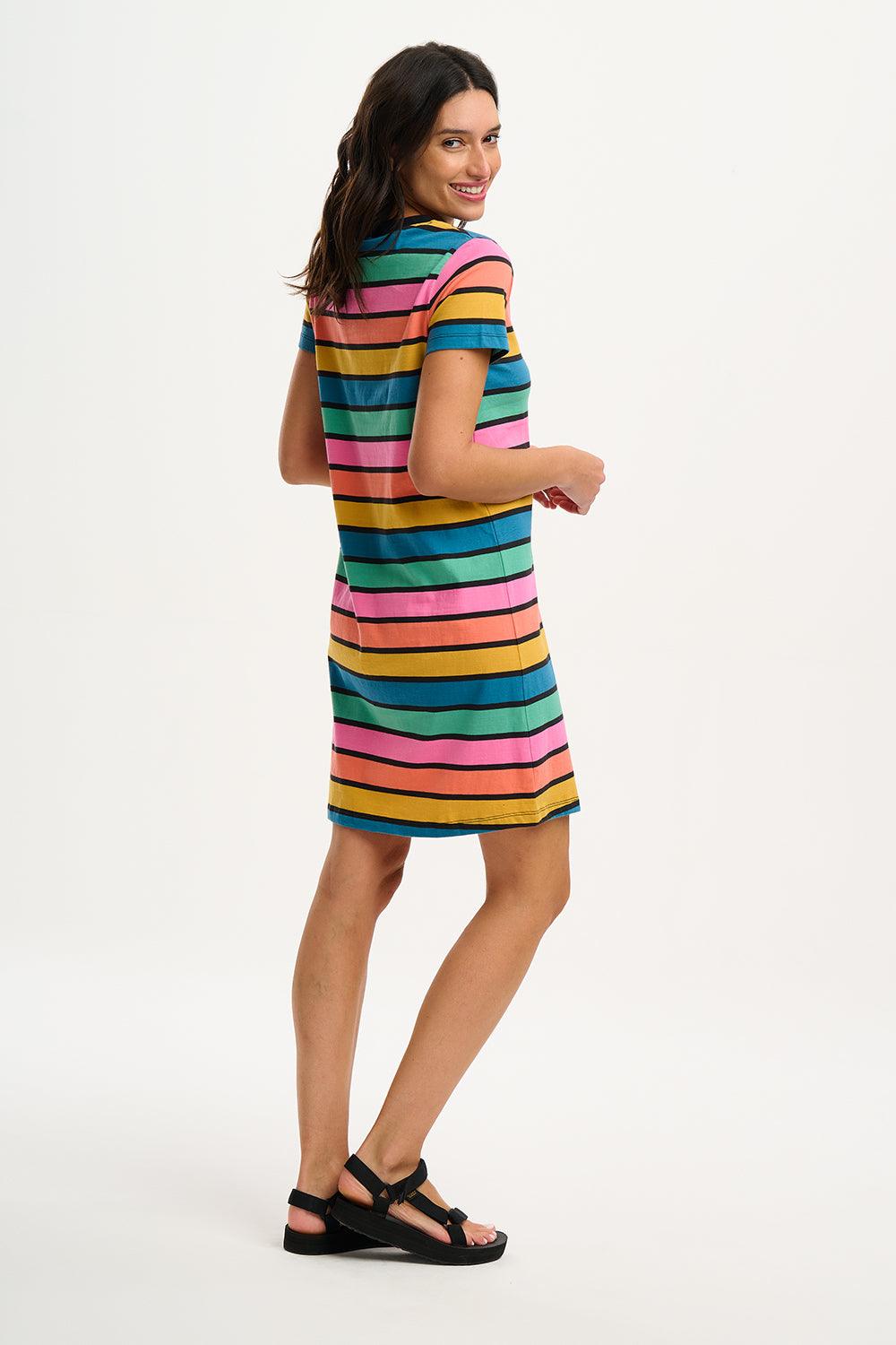 Vestido Sugarhill Sia de Punto Multi Beach Hut Stripes - ECRU