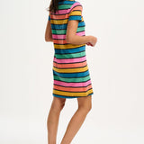 Vestido Sugarhill Sia de Punto Multi Beach Hut Stripes - ECRU