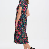 Vestido Sugarhill Unna Midi de Punto Smock Black Tigers & Toucans - ECRU