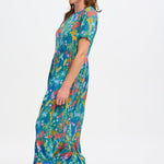 Vestido Sugarhill Vicky Maxi Smock Teal Rainbow Jungle - ECRU