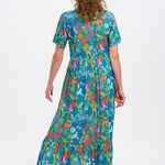 Vestido Sugarhill Vicky Maxi Smock Teal Rainbow Jungle - ECRU