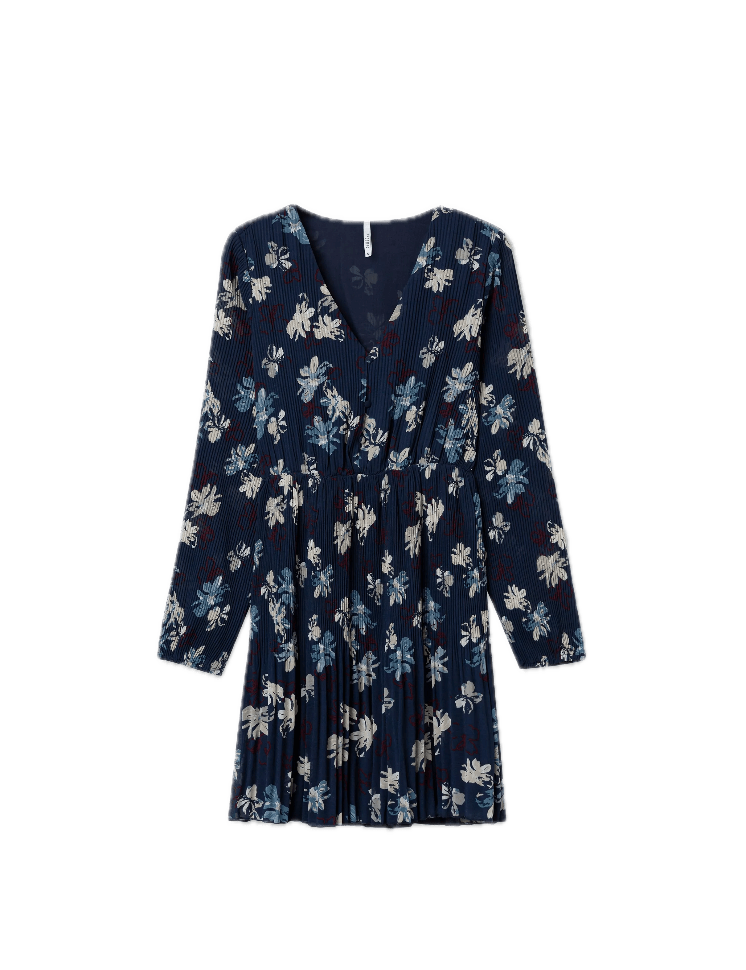 Vestido Tiffosi Plisado Estampado Floral - ECRU