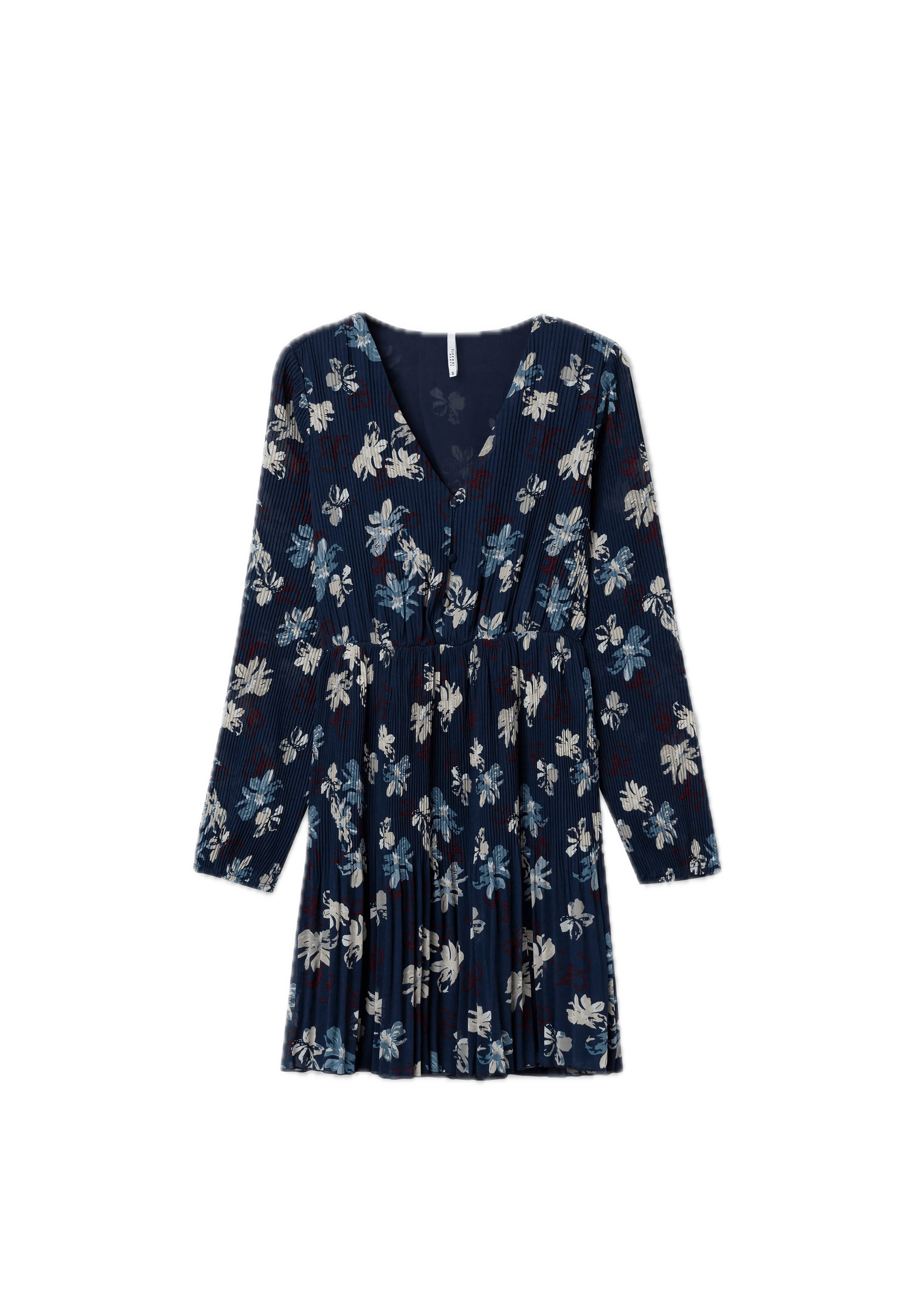 Vestido Tiffosi Plisado Estampado Floral - ECRU