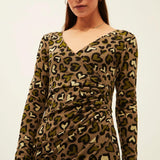 Vestido Xantik Grey Love Animal Print - ECRU