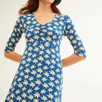 Vestido Xantik Manga 3/4 Navy Daisy - ECRU