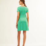 Vestido Xantik Nudo M/C Green Mustard Petals - ECRU