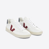 VEJA V-12 Leather White Marsala Nautical Sneakers