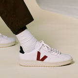 Zapatillas VEJA V-12 Leather White Marsala Nautico