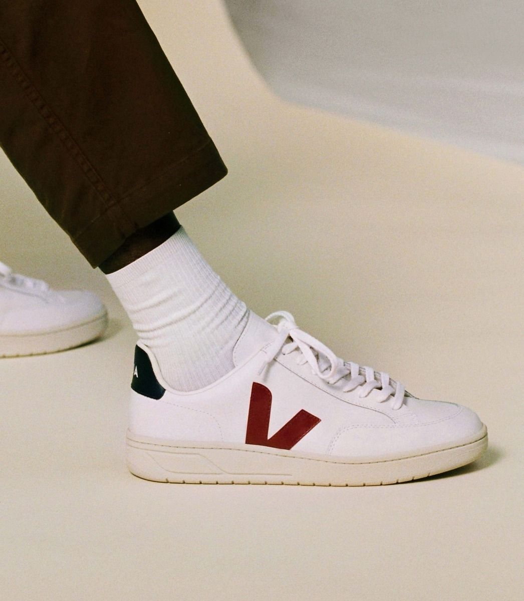 Zapatillas VEJA V-12 Leather White Marsala Nautico