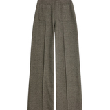 YERSE Oihana Jacquard Khaki Wide Leg Trousers