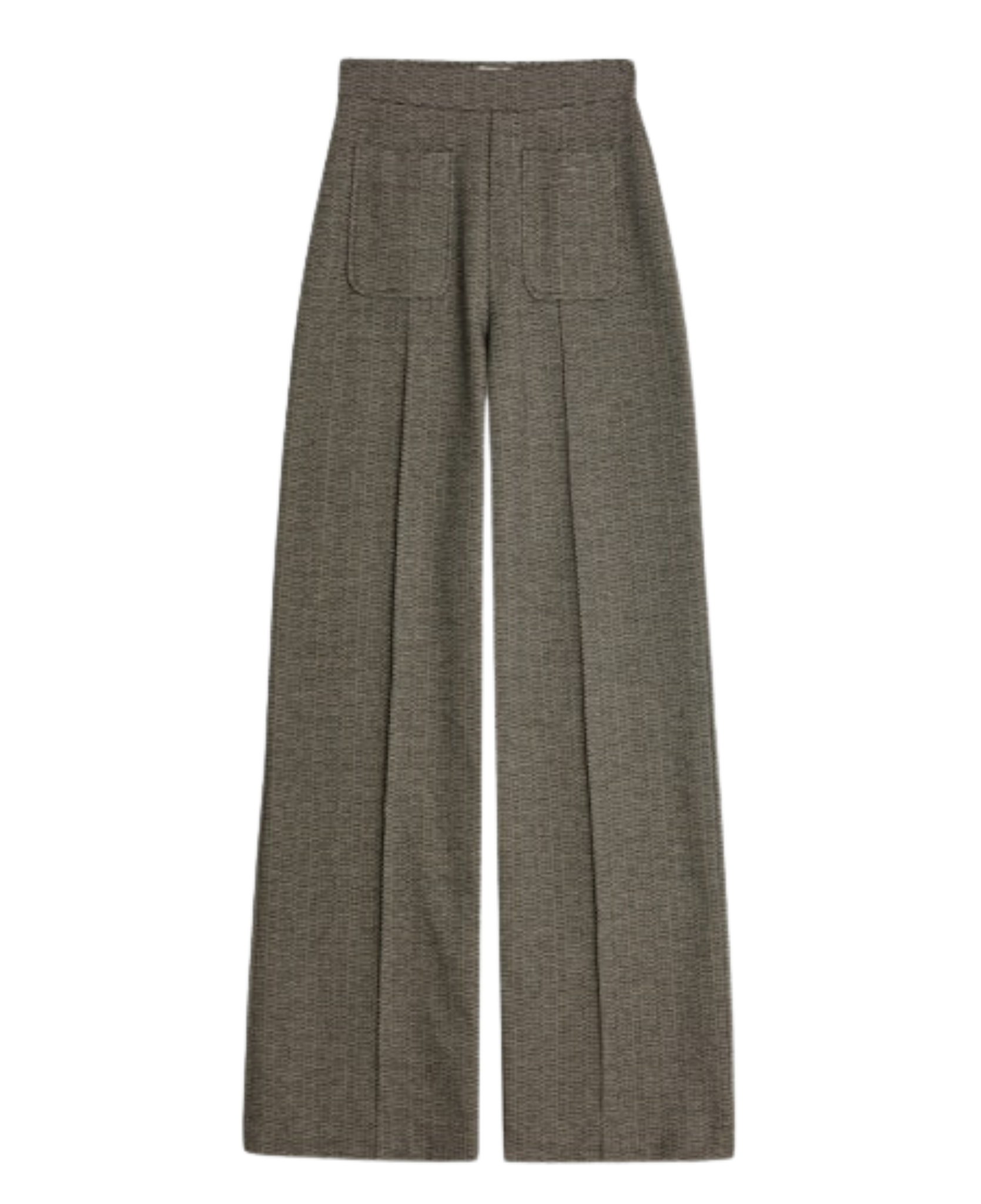 YERSE Oihana Jacquard Khaki Wide Leg Trousers