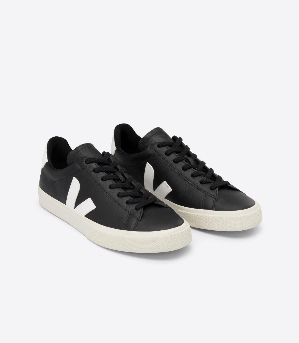 Zapatillas Veja Campo Chromefree Leather Black White - ECRU