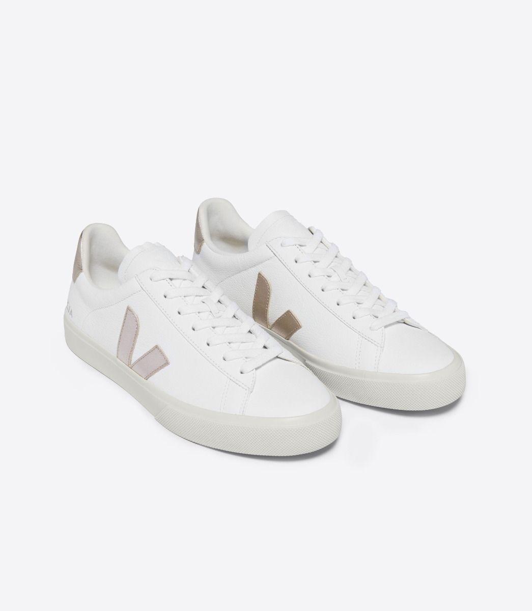 Zapatillas Veja Campo Chromefree Leather Extra White Platine - ECRU