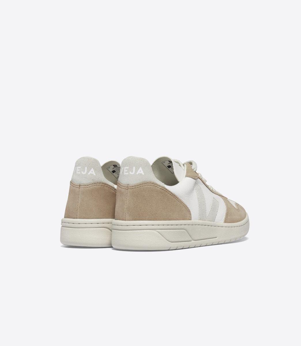 Zapatillas Veja V-10 Chromefree Leather Extra White Natural Sahara - ECRU