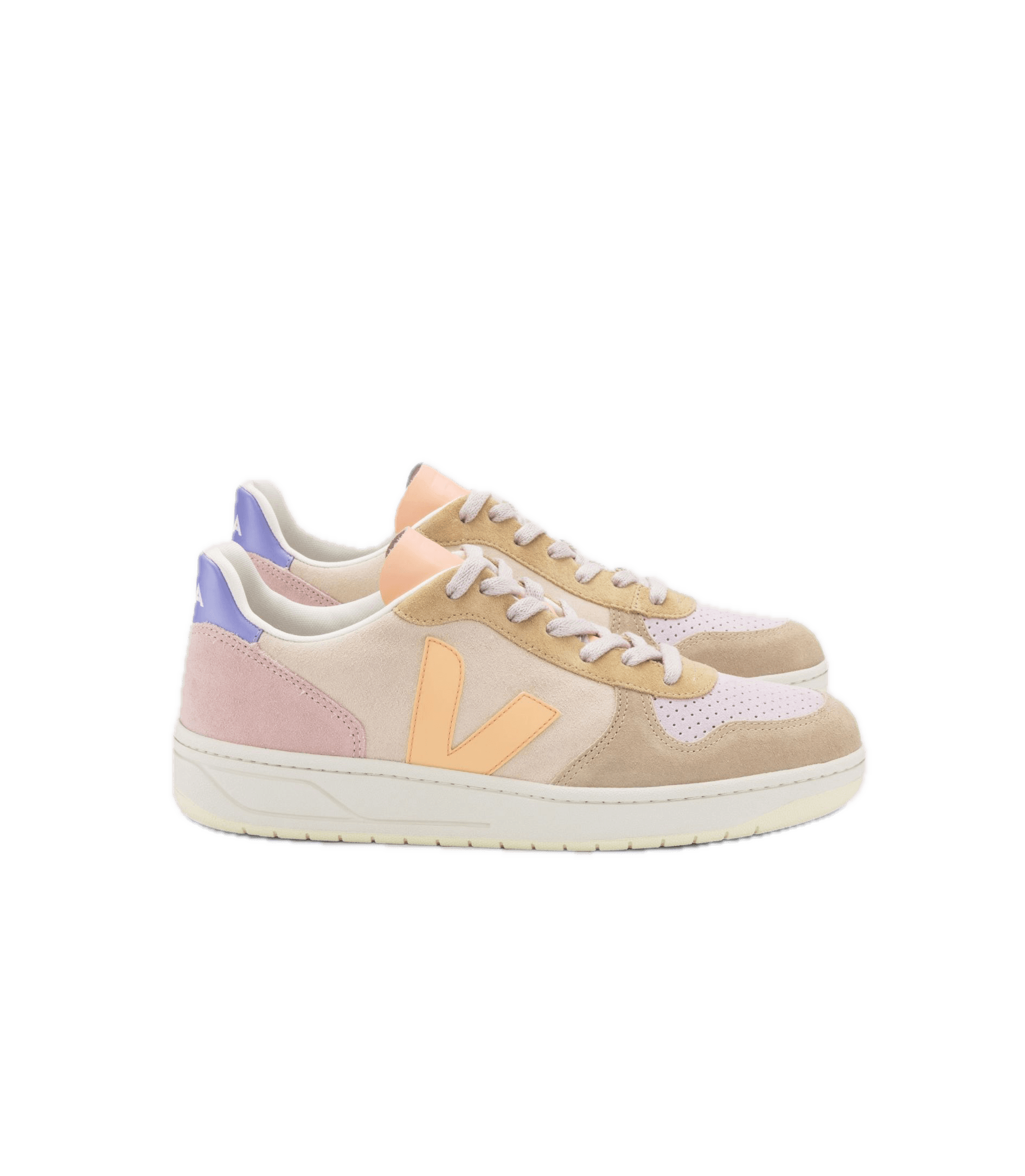 Zapatillas Veja V-10 Suede Multico Peach - ECRU