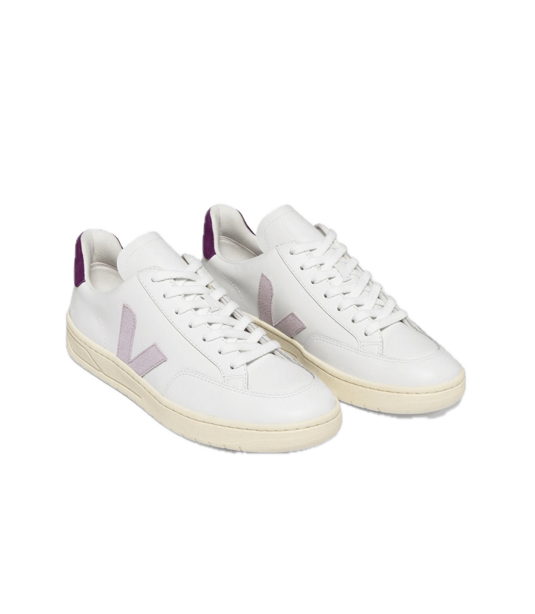 Zapatillas Veja V-12 Leather White Parme Magenta - ECRU