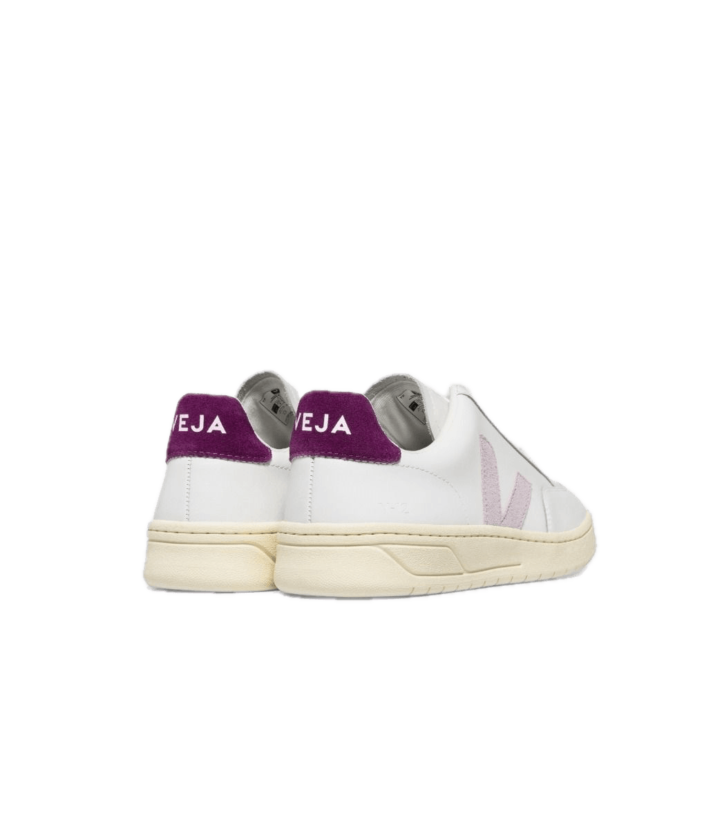 Zapatillas Veja V-12 Leather White Parme Magenta - ECRU