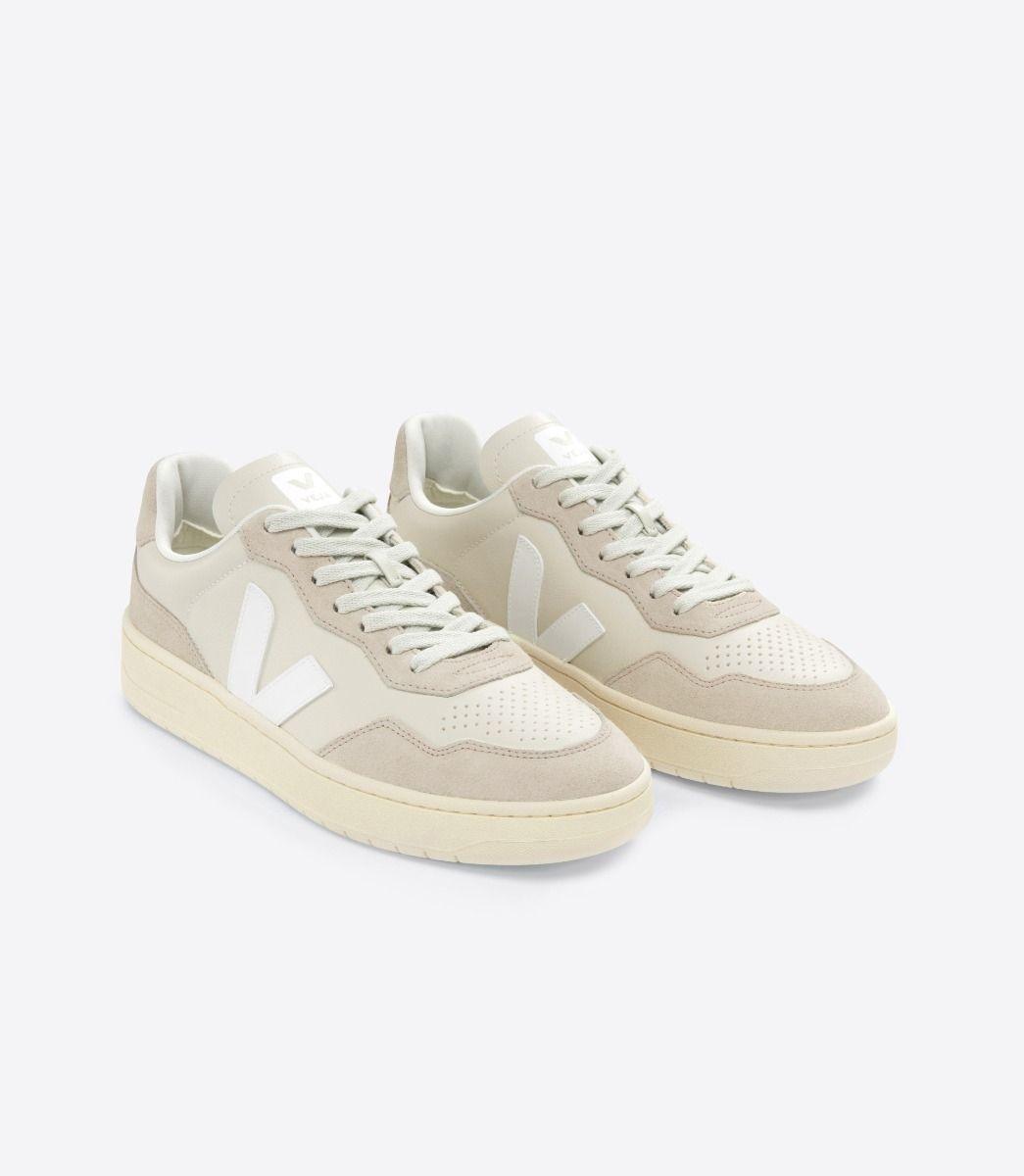 Zapatillas Veja V-90 Leather Pierre White - ECRU