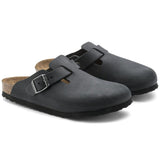 Zuecos Birkenstock Boston Cuero Engrasado Negro - ECRU