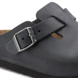 Zuecos Birkenstock Boston Cuero Engrasado Negro - ECRU