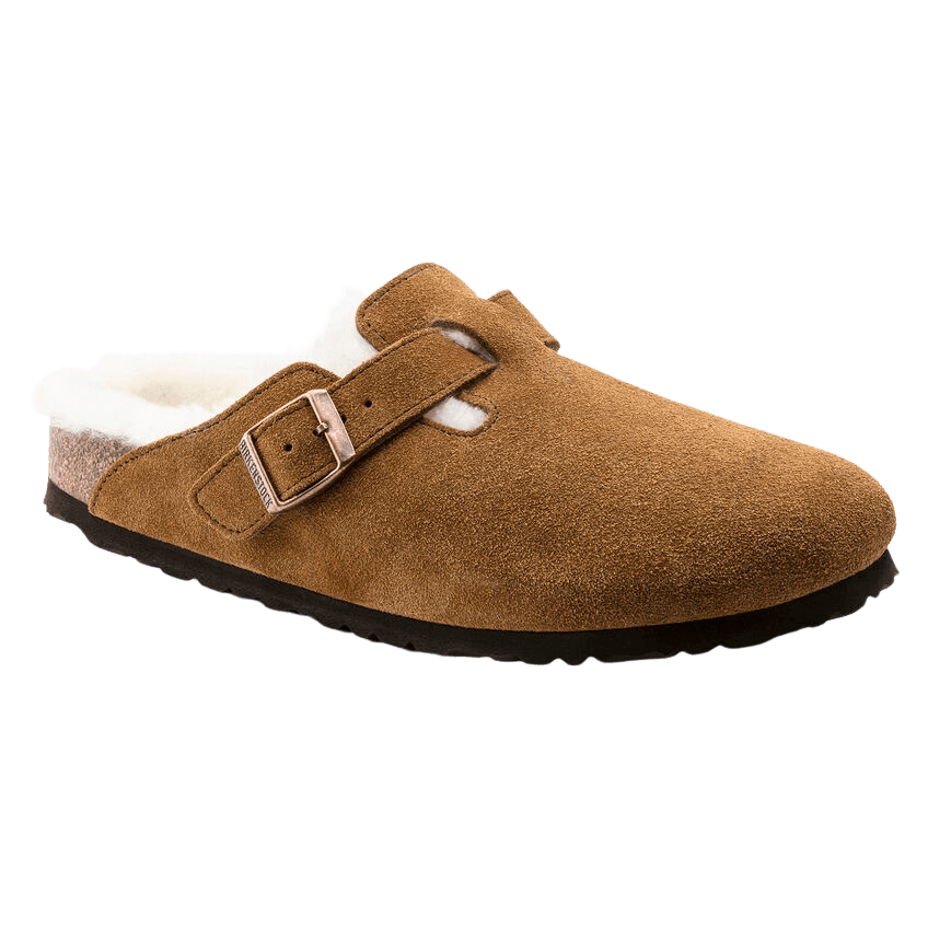 Zuecos Birkenstock Boston Sherling Lana de Borrego Ante Mink - ECRU