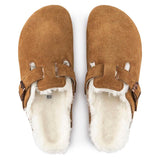 Zuecos Birkenstock Boston Sherling Lana de Borrego Ante Mink - ECRU