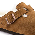 Zuecos Birkenstock Boston Sherling Lana de Borrego Ante Mink - ECRU