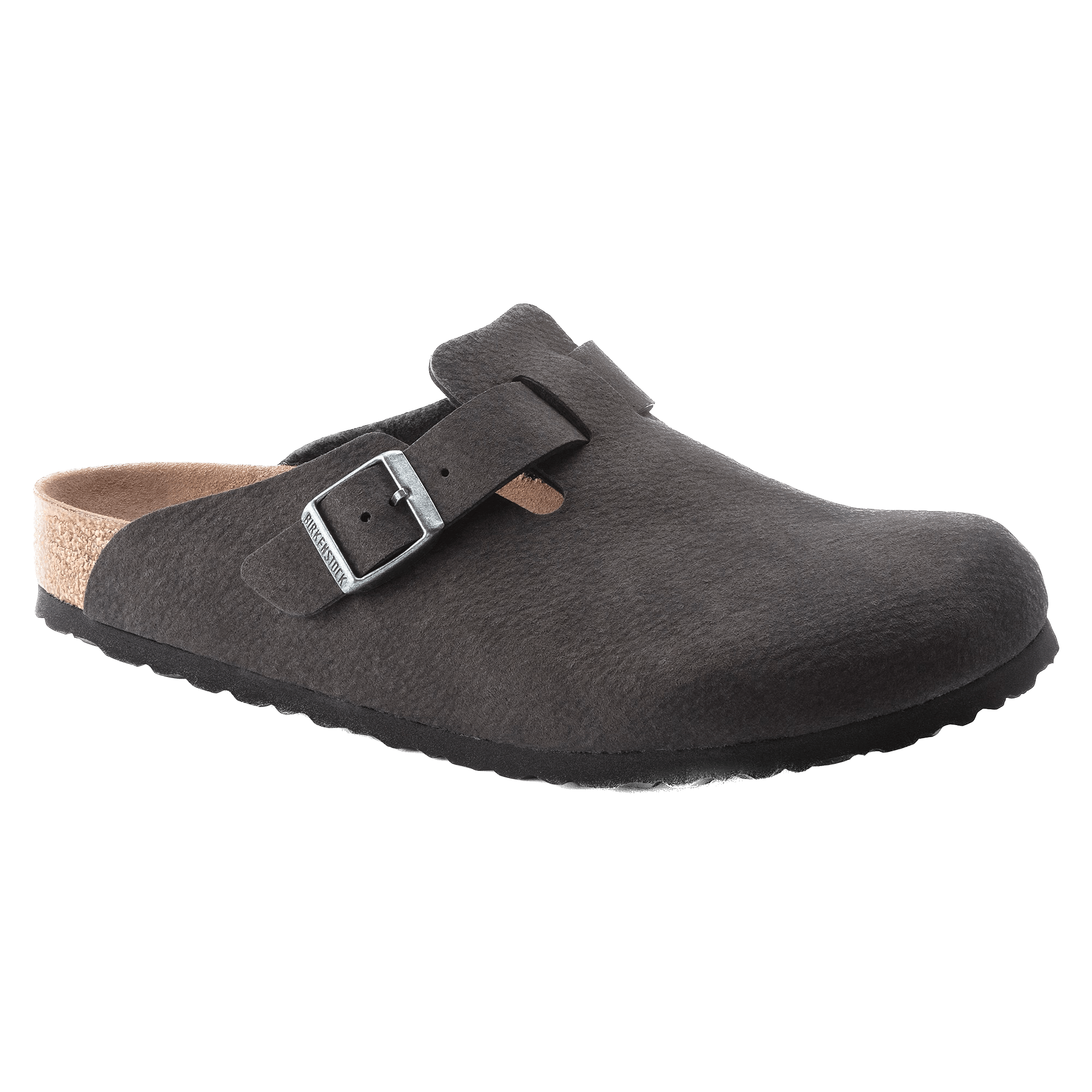 Zuecos Birkenstock Boston Versión Vegana Microfibra Desert Dust Black - ECRU