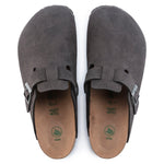 Zuecos Birkenstock Boston Versión Vegana Microfibra Desert Dust Black - ECRU