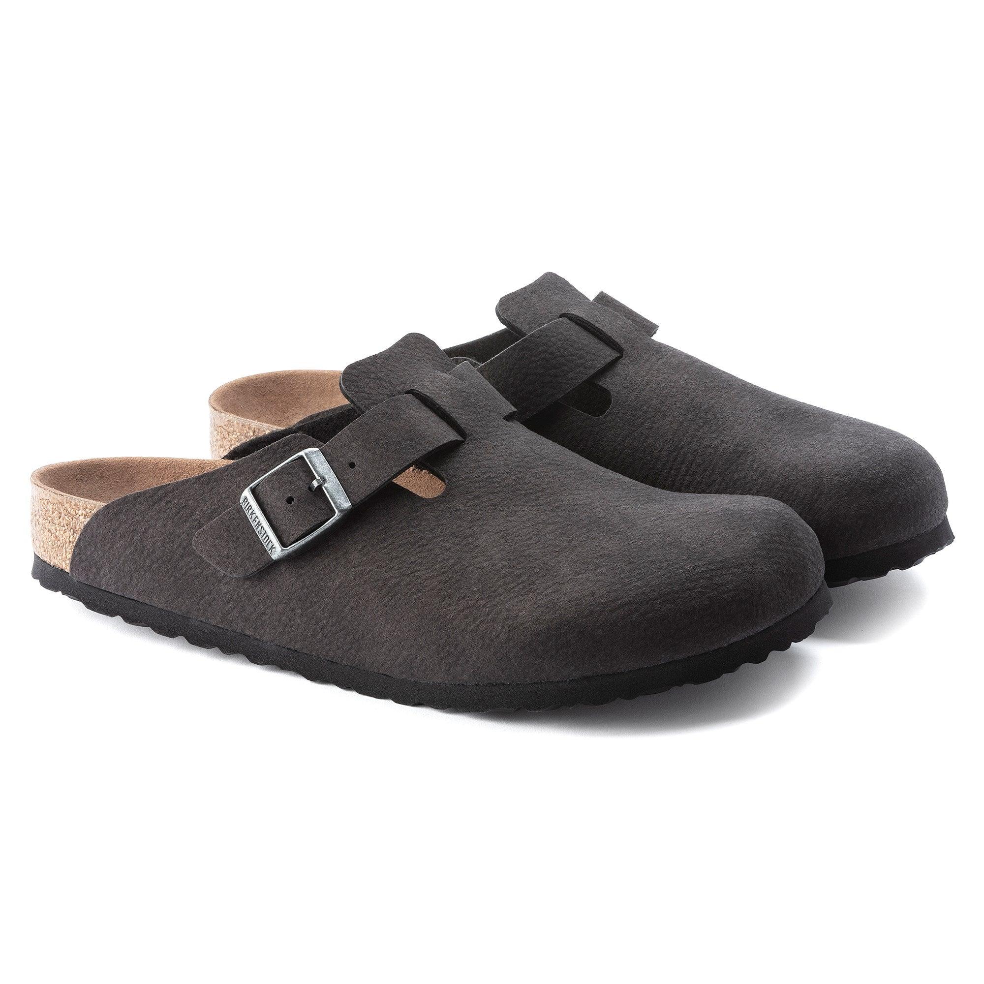 Zuecos Birkenstock Boston Versión Vegana Microfibra Desert Dust Black - ECRU