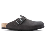 Zuecos Birkenstock Boston Versión Vegana Microfibra Desert Dust Black - ECRU