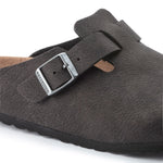 Zuecos Birkenstock Boston Versión Vegana Microfibra Desert Dust Black - ECRU