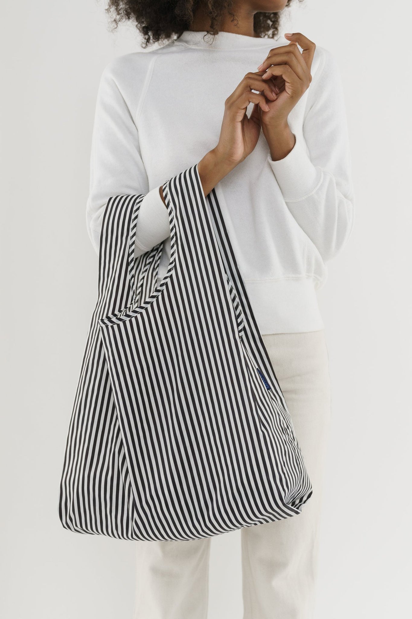 Baggu estándar Black and White Stripe - ECRU