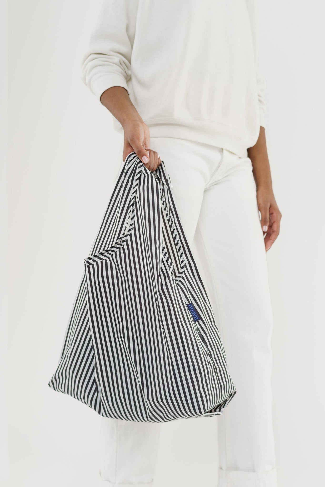 Baggu estándar Black and White Stripe - ECRU