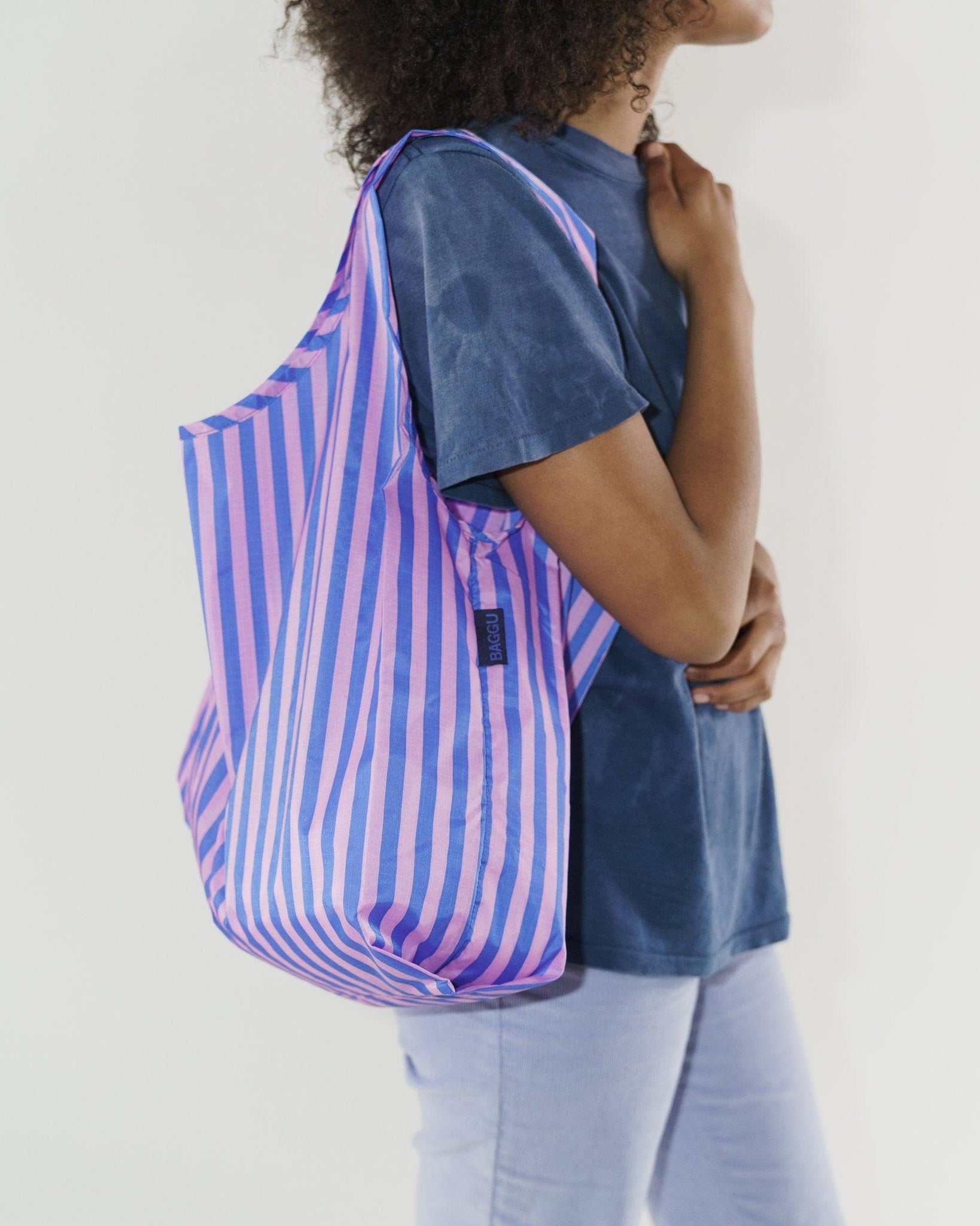 Baggu estándar Stripe Pink and Blue - ECRU