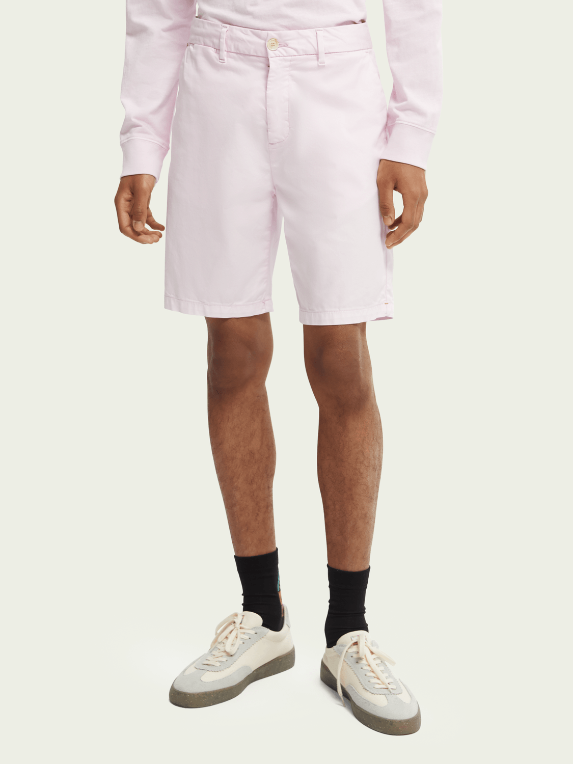 Bermudas Stuart de algodón Pima tiñéndolos en prenda Pink Icon - ECRU