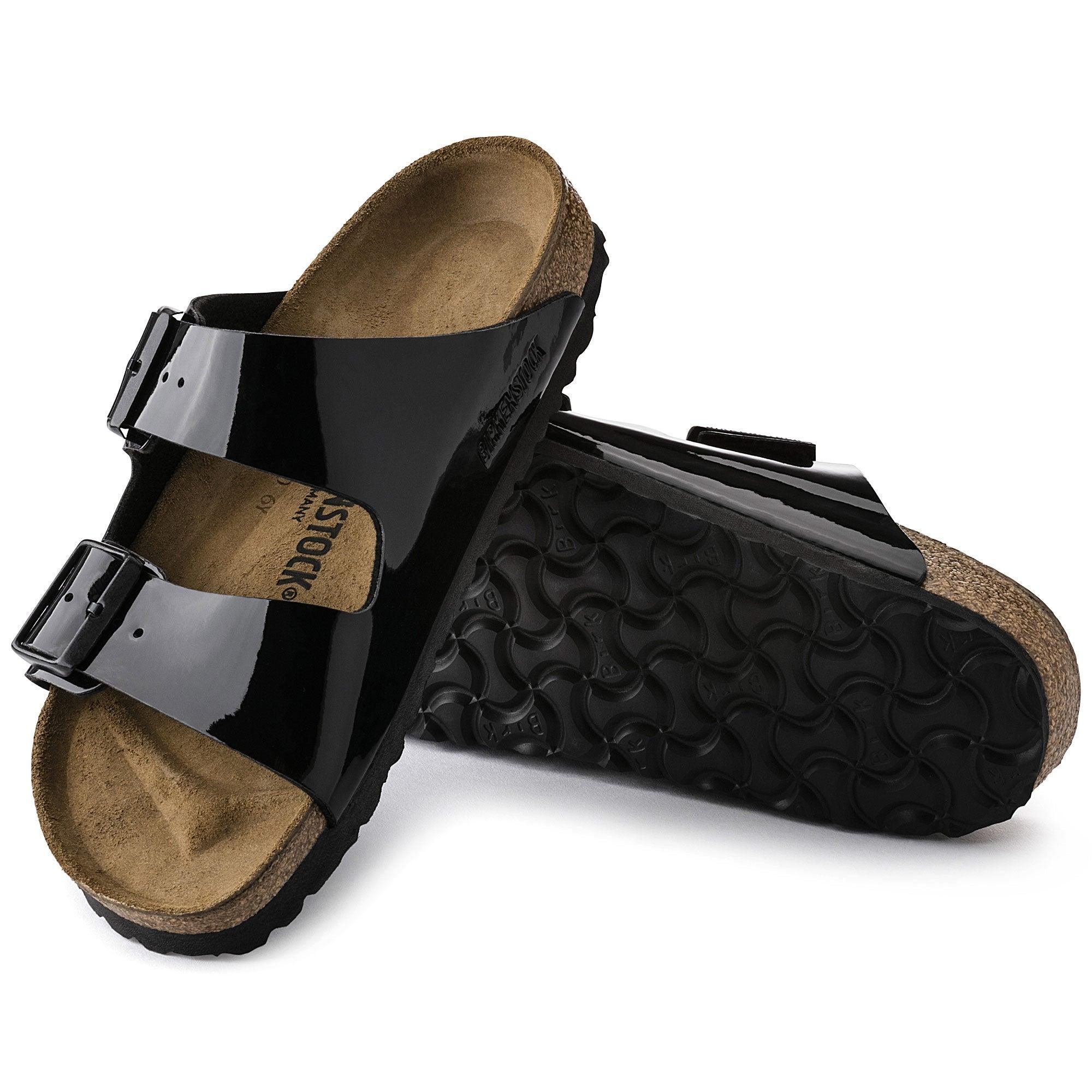 Birkenstock Arizona Birko-Floor Black Patent - ECRU