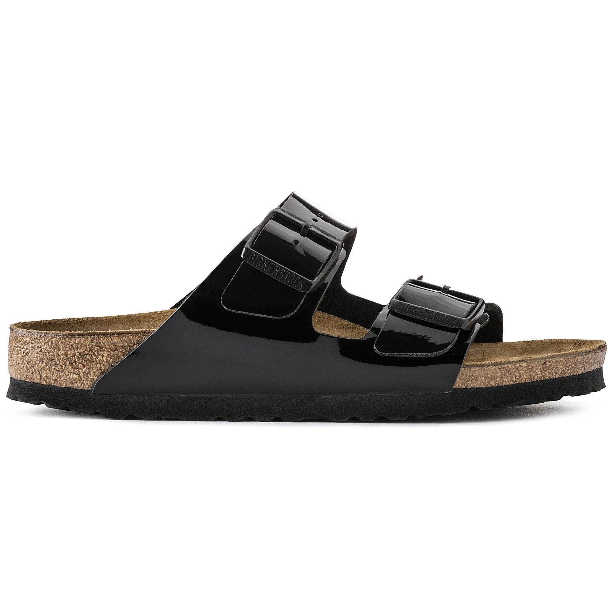 Birkenstock Arizona Birko-Floor Black Patent - ECRU