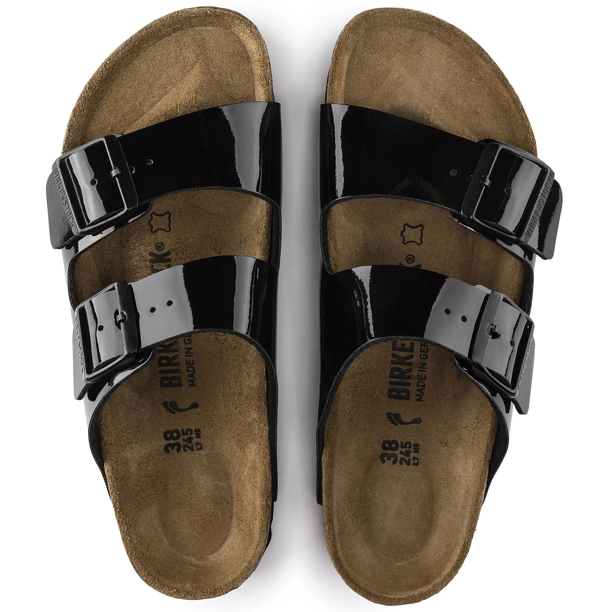 Birkenstock Arizona Birko-Floor Black Patent - ECRU