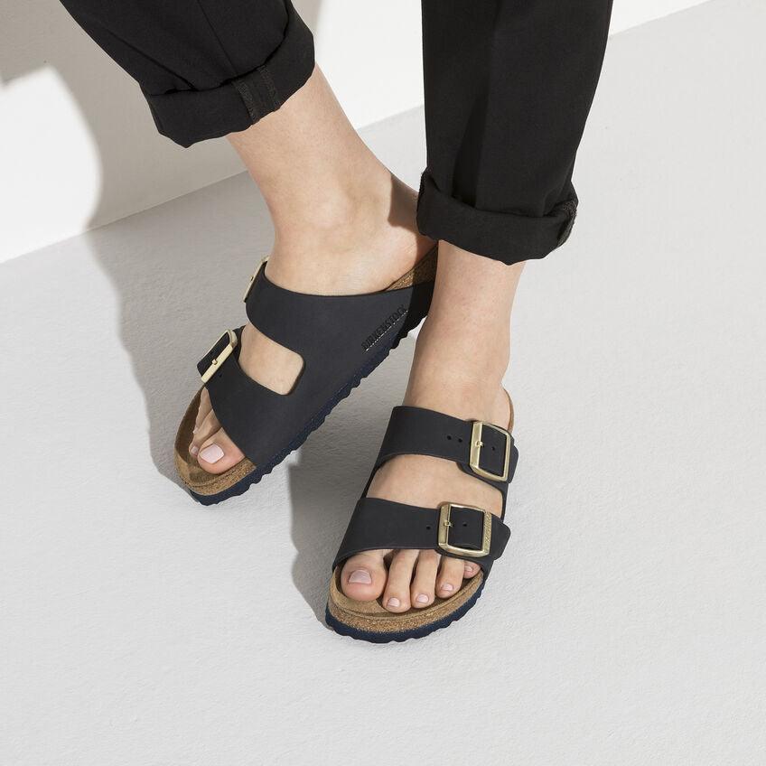 Birkenstock Arizona Plantillablanda Piel nubuc Midnight - ECRU