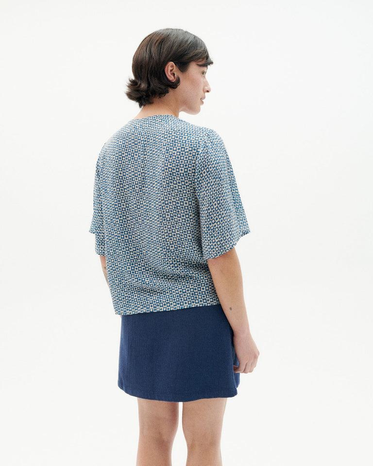 Blusa Thinking Mu azul small spots Libelula - ECRU