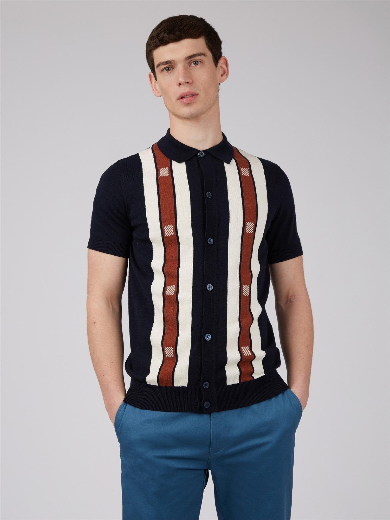 Button Through Mod Polo Shirt - ECRU