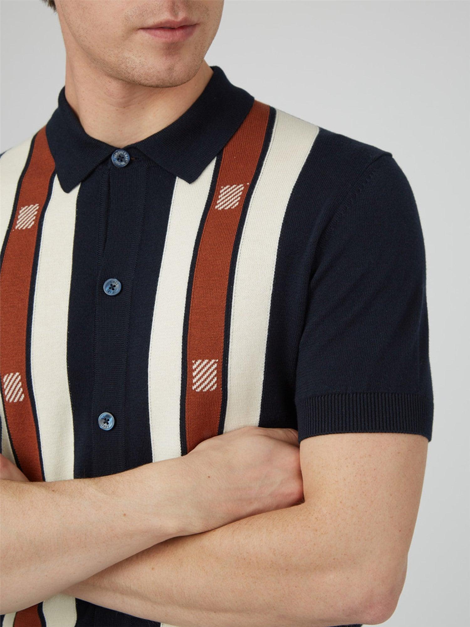 Button Through Mod Polo Shirt - ECRU