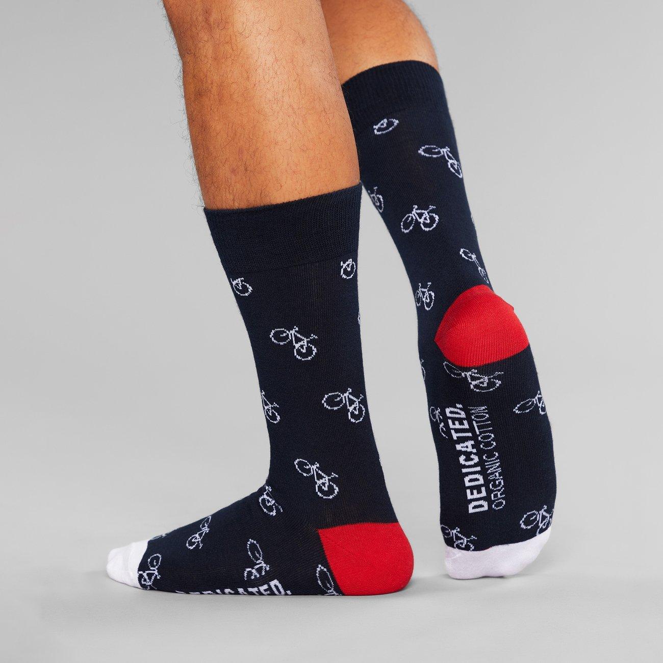 Calcetines Sigtuna Bike Pattern Navy - ECRU