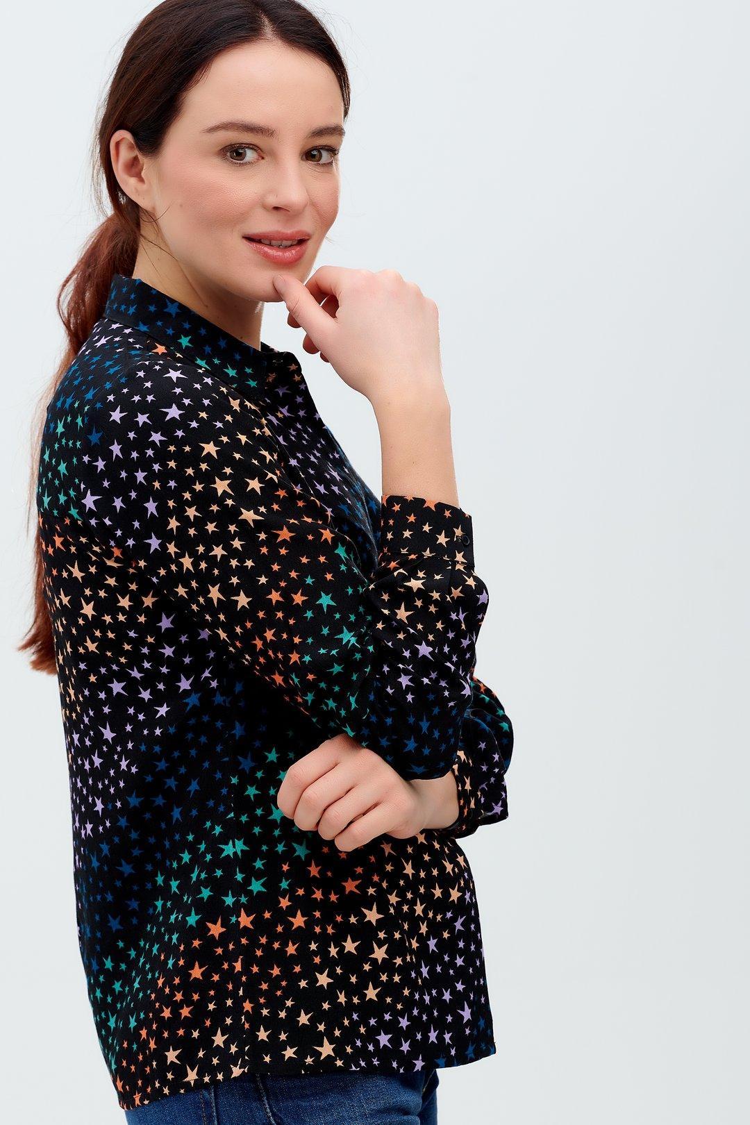 Camisa Catrina Negro Star Waves - ECRU