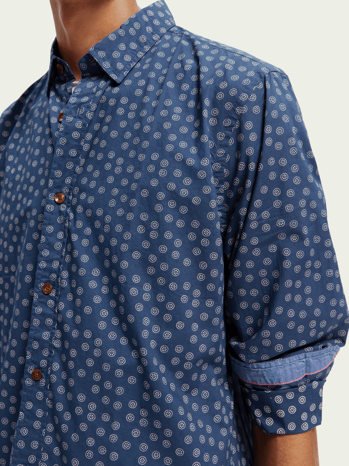 Camisa slim fit estampada en popelín - ECRU