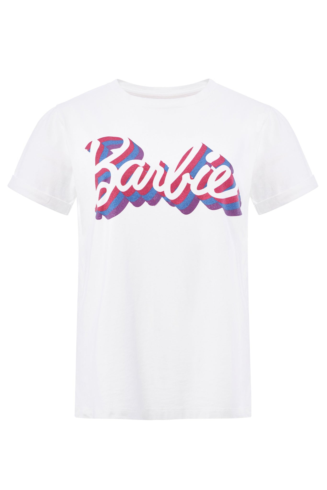 CAMISETA BARBIE CON LOGO Y BRILLANTINA - ECRU