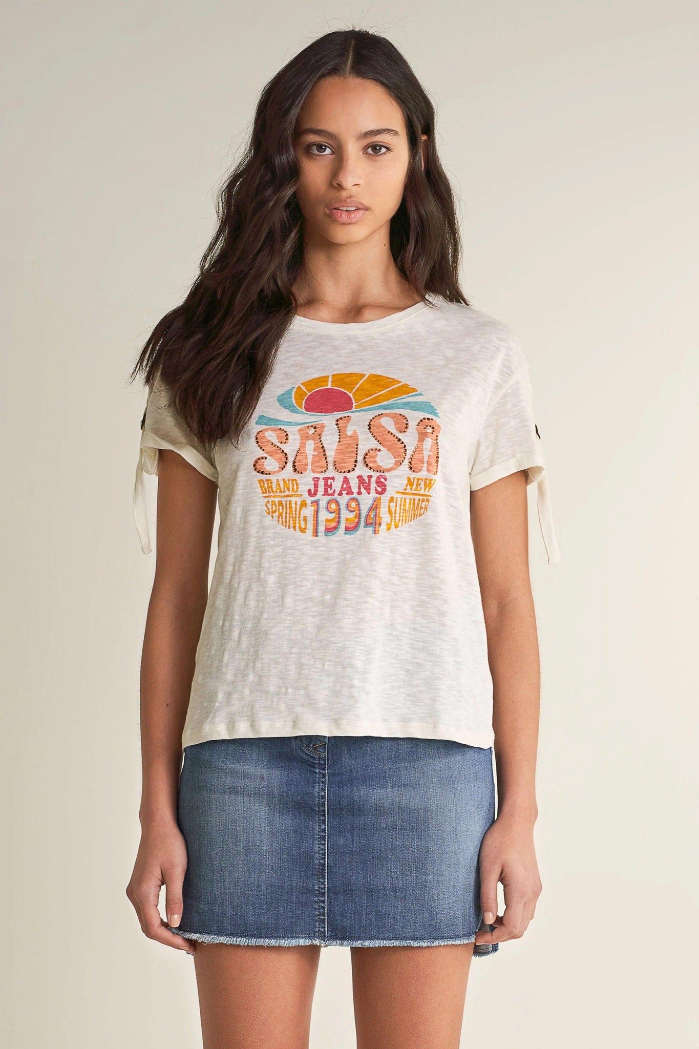 Camiseta con logo "SALSA JEANS 1994" - ECRU