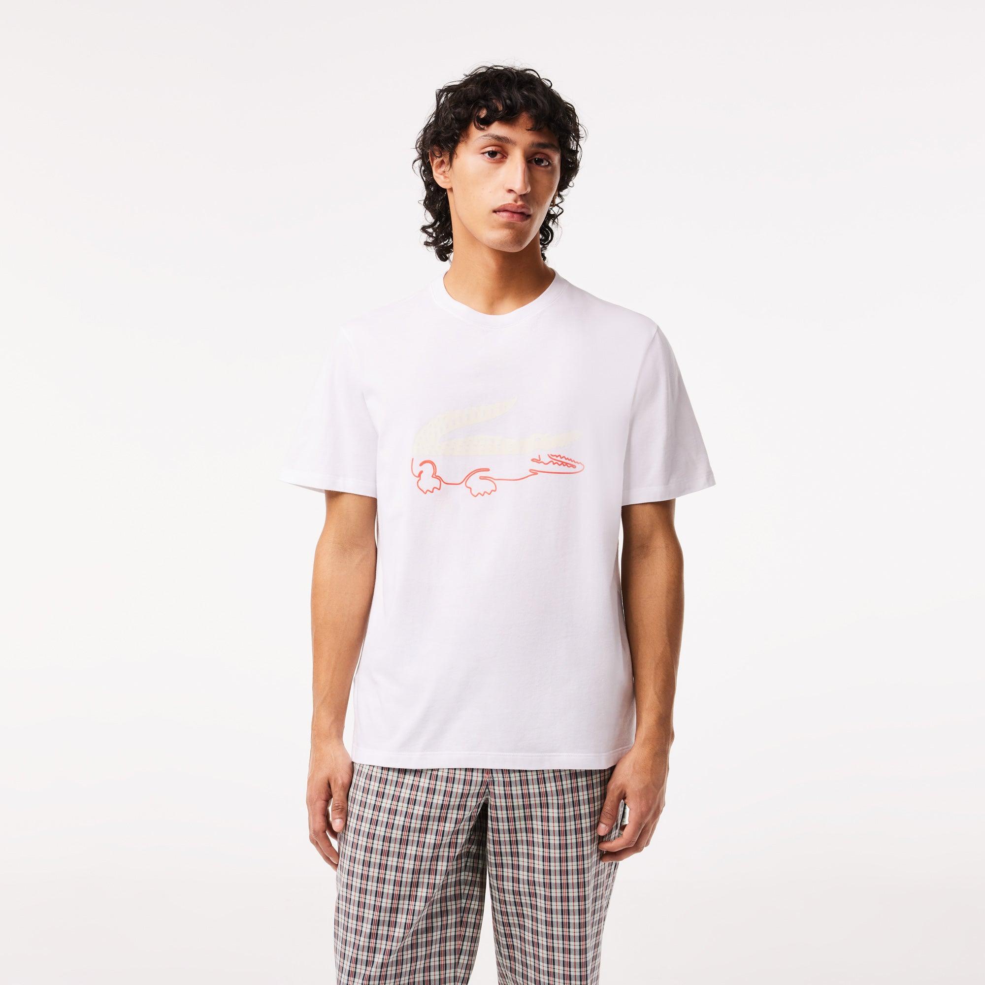 Camiseta de hombre Lacoste relaxed fit en punto de algodón - ECRU